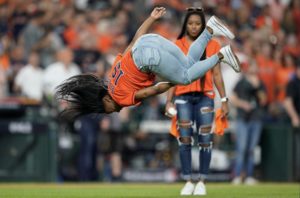 Simone Biles first pitch Astros