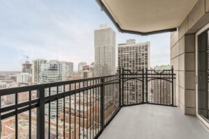 A Deluxe One-Bedroom Suite Terrace at the Waldorf Astoria in Chicago’s Gold Coast neighborhood.