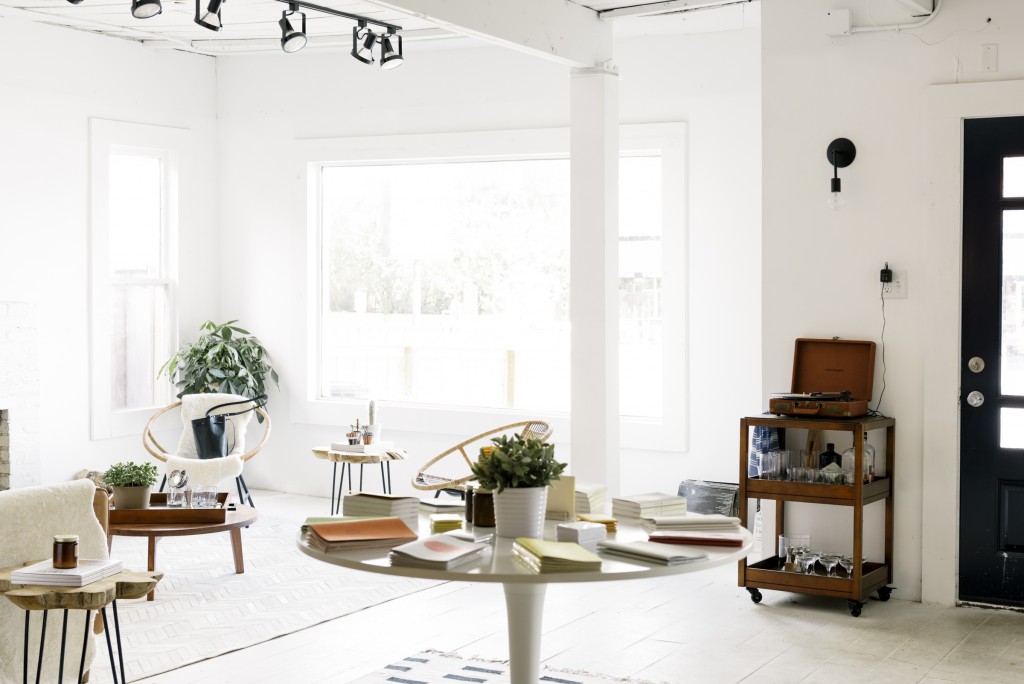The store has a light, airy feel.