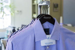 Mulberrys uses eco-friendly packaging and wooden hangers-- you're helping the Earth AND getting your dry-cleaning done!