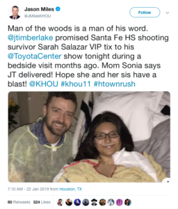 justin Timberlake visits Santa Fe shooting victim in hospital