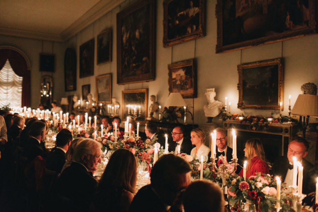 The glamorous dinner at England's Houghton Hall was attended by Dallas interior designer Joseph Minton, pictured center front. The dinner was co-hosted by Claud Cecil Gurney, founder of de Gournay. (Photo by Tori Hancock)