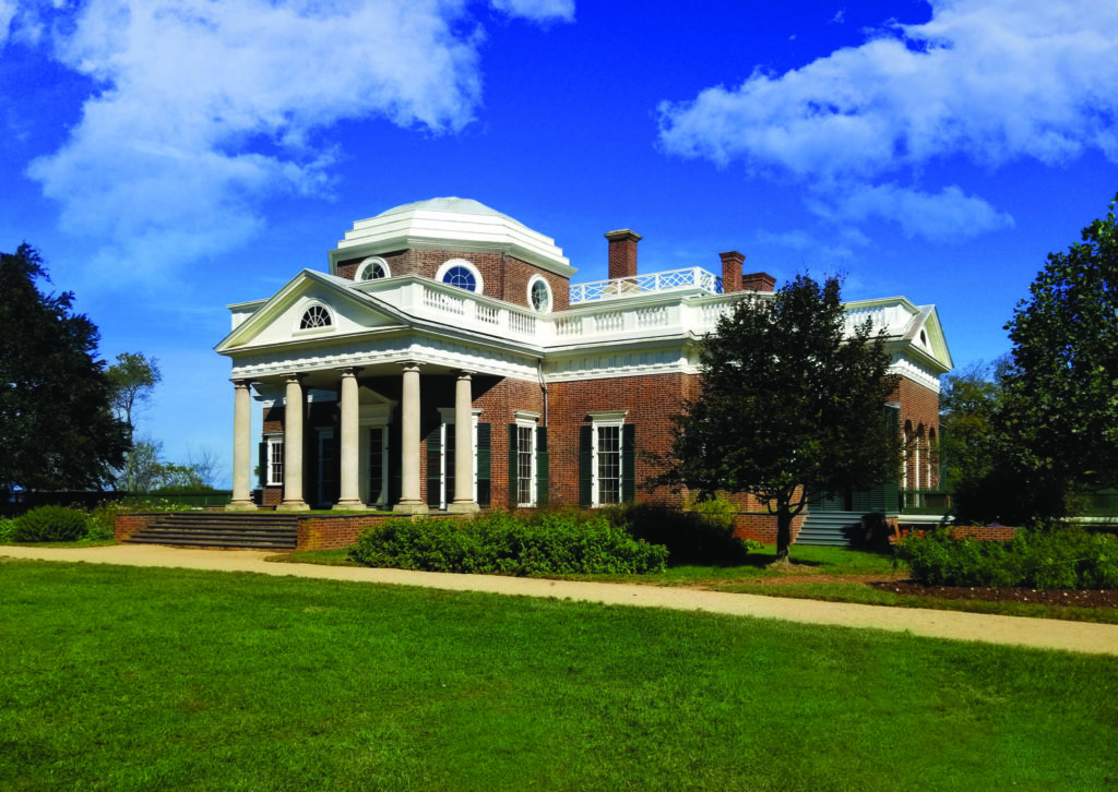 Monticello, Thomas Jefferson’s plantation near Charlottesville, Virginia. Courtesy Thomas Jefferson Foundation at Monticello.
