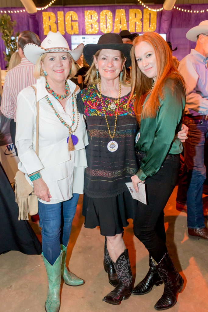 Joan Dunlap, Allison Jensen, Jo Farina at the Houston Cattle Baron's Ball at the George Ranch.  (Photo by Mike Charlton)