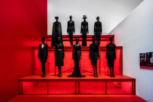 A dramatic display found in “Dior: From Paris to the World”
