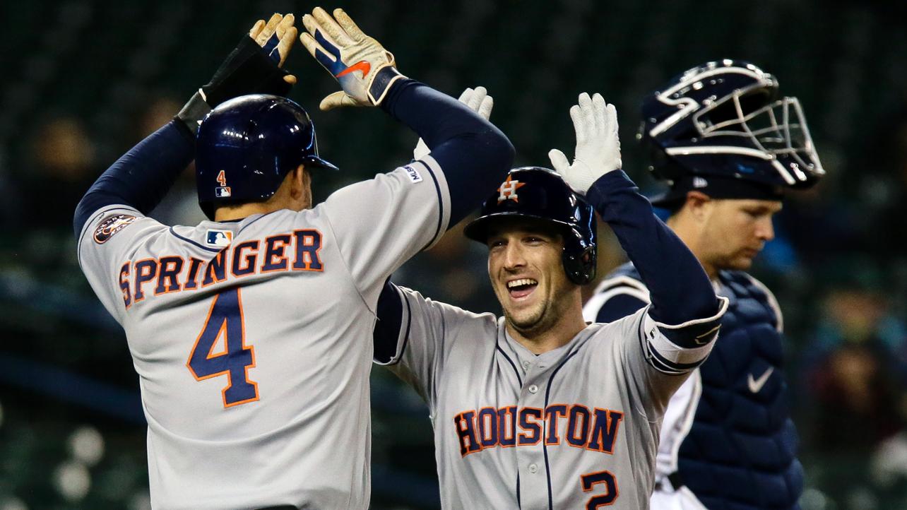 George Springer is an early AL MVP favorite. See the Astros take on the Red Sox this holiday weekend at Minute Maid Park. (Photo by Duane Burleson/Getty Images)