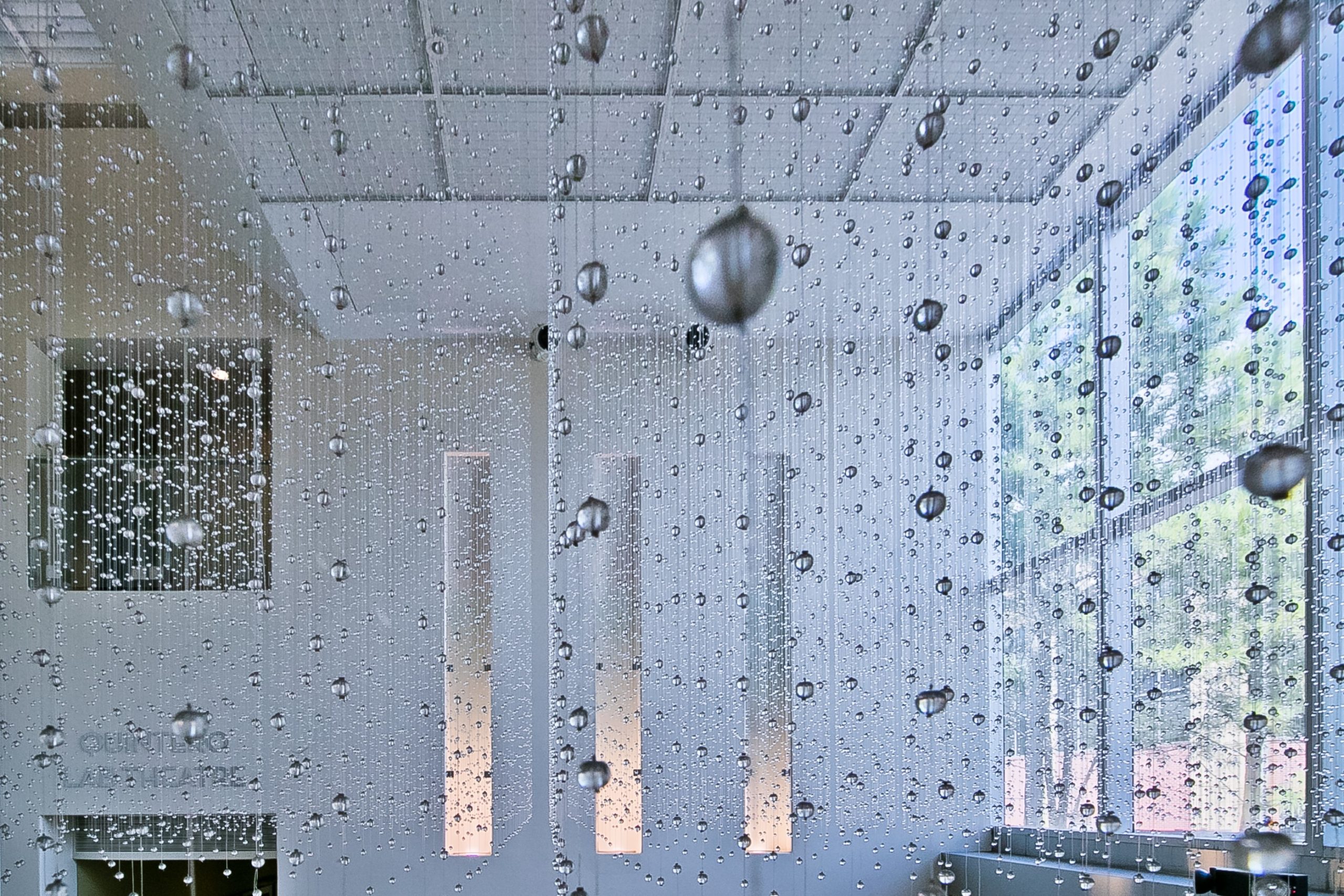 Alyson Shotz’s "A Moment in Time," 2005, in the Wortham Theatre lobby at the University of Houston.
