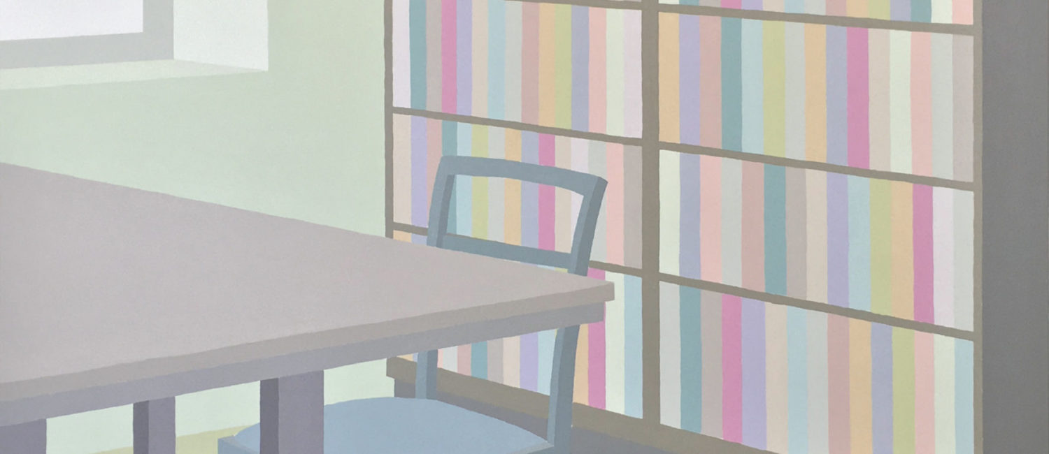Zsofia Schwedger’s “Library #2,” 2017, acrylic on canvas. (Image courtesy of the artist)