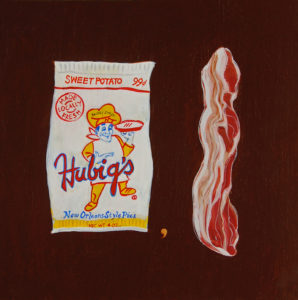 Amy C. Evans’ “Dot was running late, so she threw her breakfast in her purse and headed out the door.,” 2010, reflects the wit and sense of place in the artist/food historian’s first ever book, a collaboration between Amy C. Evans and James Beard Award-winning cookbook author, Martha Hall Foose.
