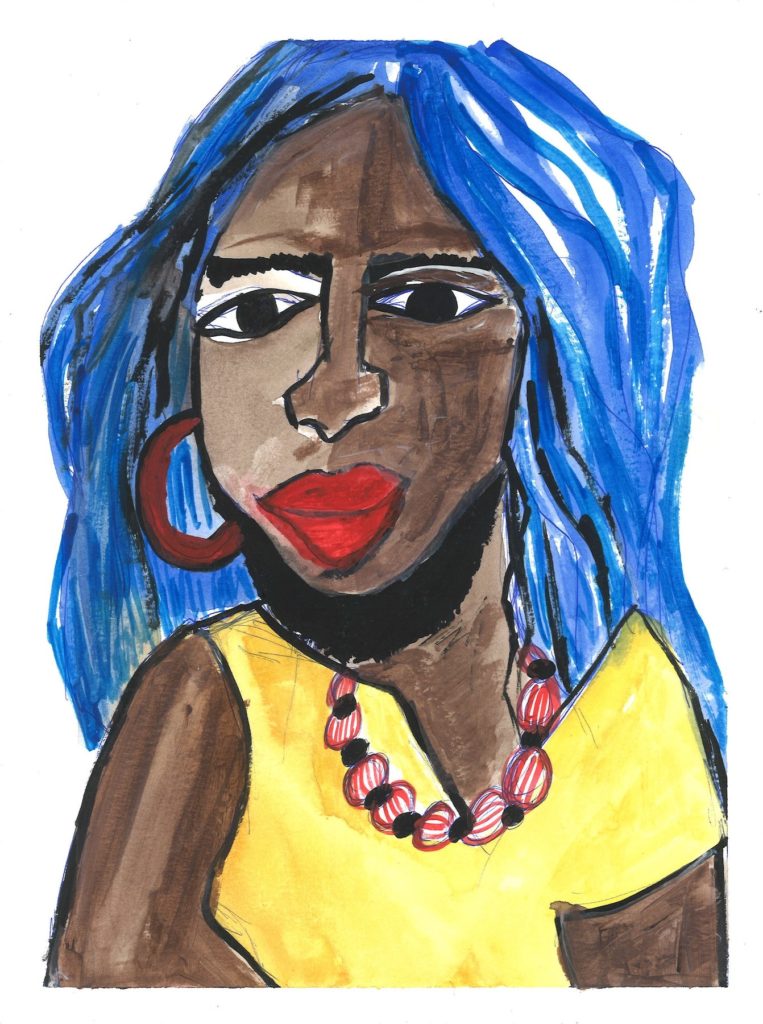 A small-scale gem of a portrait that’s by a talent who’s rapidly gaining the attention of major collectors: Leilah Babirye’s “The Kuchu Series (Queer Ugandans),” 2019, speaks to identity and empowerment. (Courtesy the artist and Gordon Robichaux, New York)