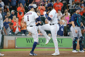 Thank Yordan Alvarez has a big swing, hitting his 24th home run, a 3-run shot. The Astros beat the Seattle Mariners 15-1  at Minute Maid Park, Saturday August 21, 2021. Jake Odorizzi gothic the victory.