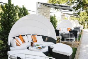 Gemelle – private cabanas near the bocce courts and the lawn