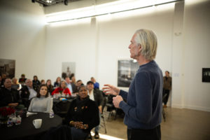 Matthew Modine speaks to Marine Corps veterans during the lunch hosted by Alta Arts in honor of those who have served.