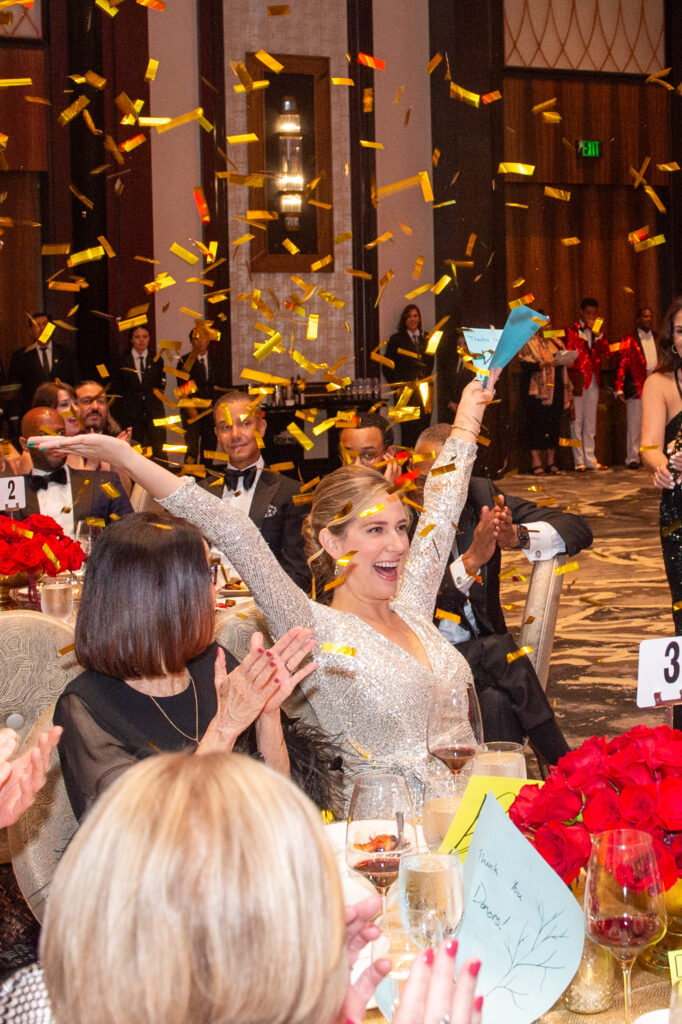 Danielle Gillespie celebrating her win at the Theatre Under the Stars 'Lights Up' gala. (Photo by Photo by David Power)