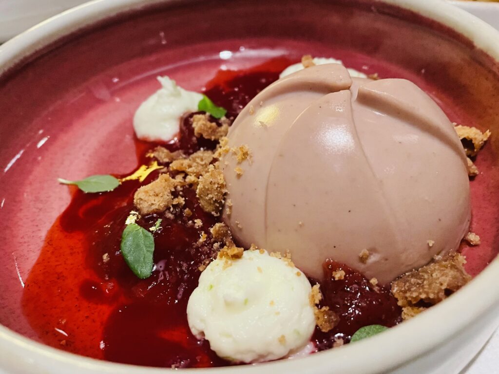 A light and bright berry panna cotta at The Blue Room at Emilia's. (Photo by Courtney Dabney)