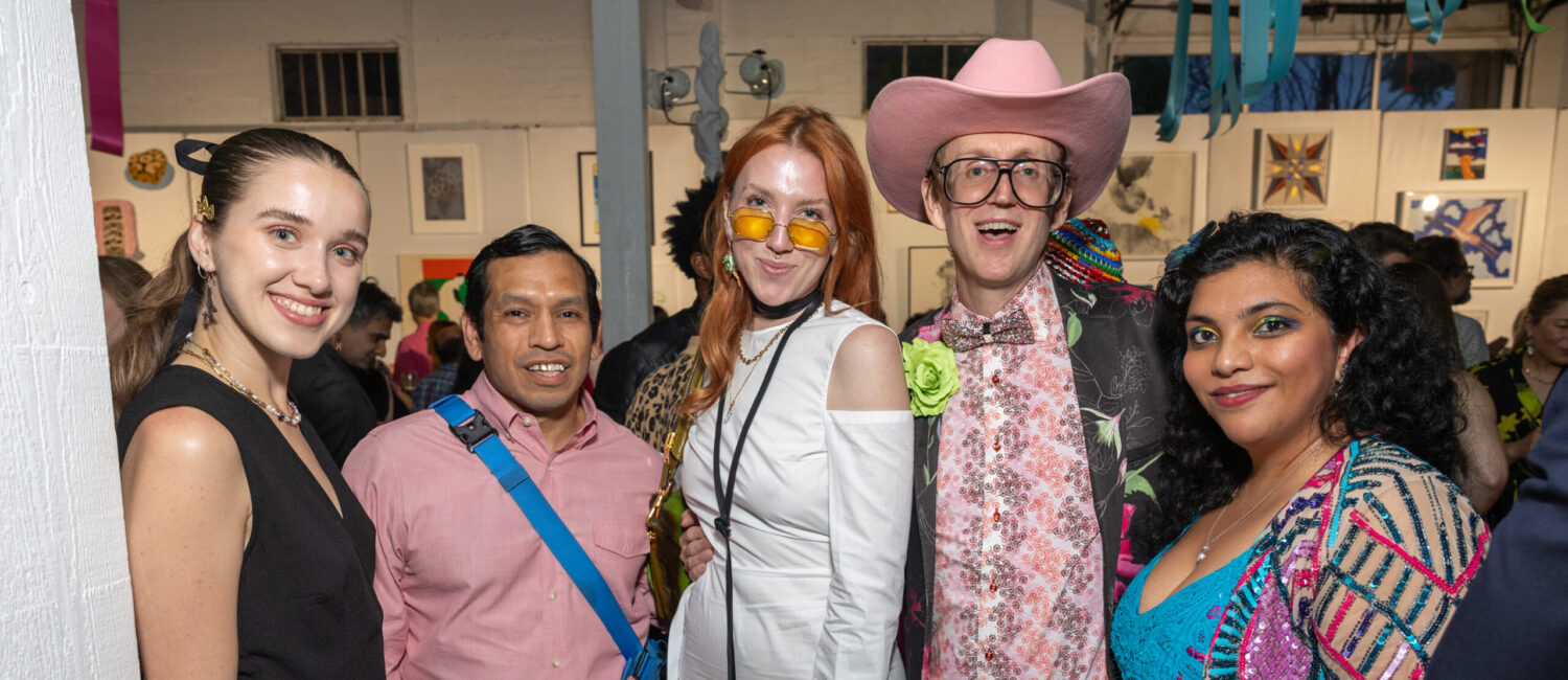 Dylan Ellery Anderson, Pablo Cardoza, Megan Olivia Ebel, Alton DuLaney, Janavi Mahimtura Folmsbee at the 2024 Glasstire Party and Auction (Photo by Jenny Antill)
