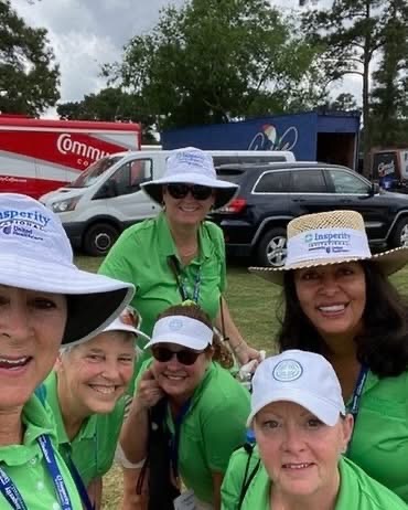 Volunteer of the Year Lisa Arvidson (bottom right) has made plenty of friends at the Insperity Invitational in The Woodlands. (Photo courtesy of Lisa Arvidson)