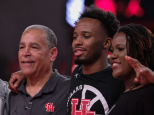 The Houston Cougars mens basketball team defeated the Kansas Jayhawks on Senior Night at the Fertitta Center,