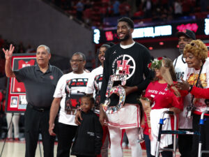 The Houston Cougars mens basketball team defeated the Kansas Jayhawks on Senior Night at the Fertitta Center,
