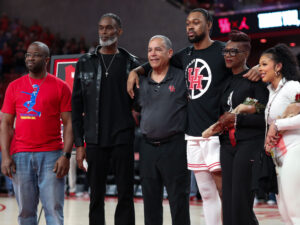 The Houston Cougars mens basketball team defeated the Kansas Jayhawks on Senior Night at the Fertitta Center,
