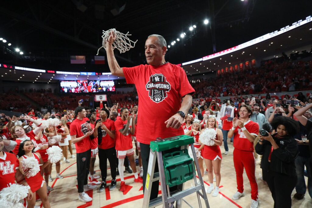 University Houston Kelvin Sampson cutting nets Big 12